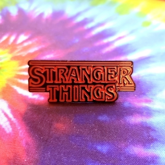 BLACK and red Stranger Things Enamel Pin Brooch - Picture 2 of 4